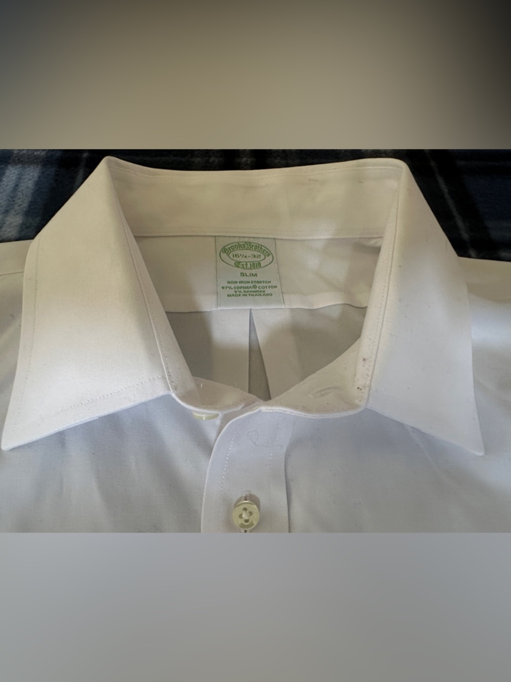 Brooks Brothers Slim Plain White Men's Dress Shirt Size 16.5-32